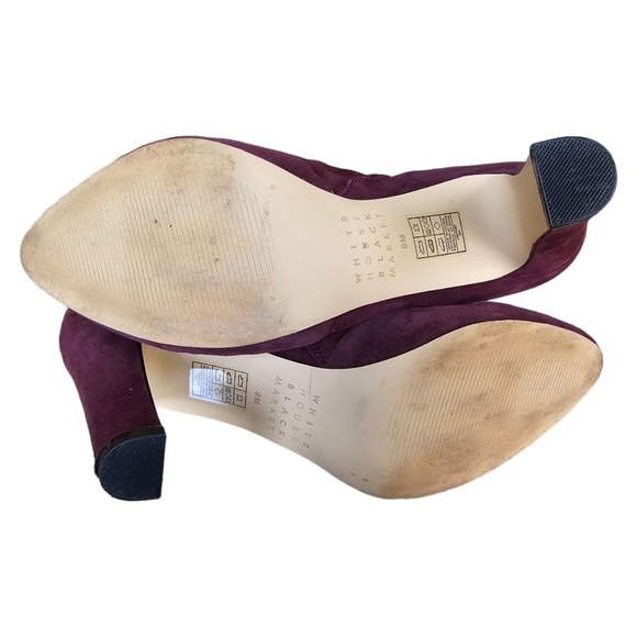 White House Black Market Suede Lou Ankle Booties Heeled Slouch Burgundy Size 9 - Picture 11 of 13
